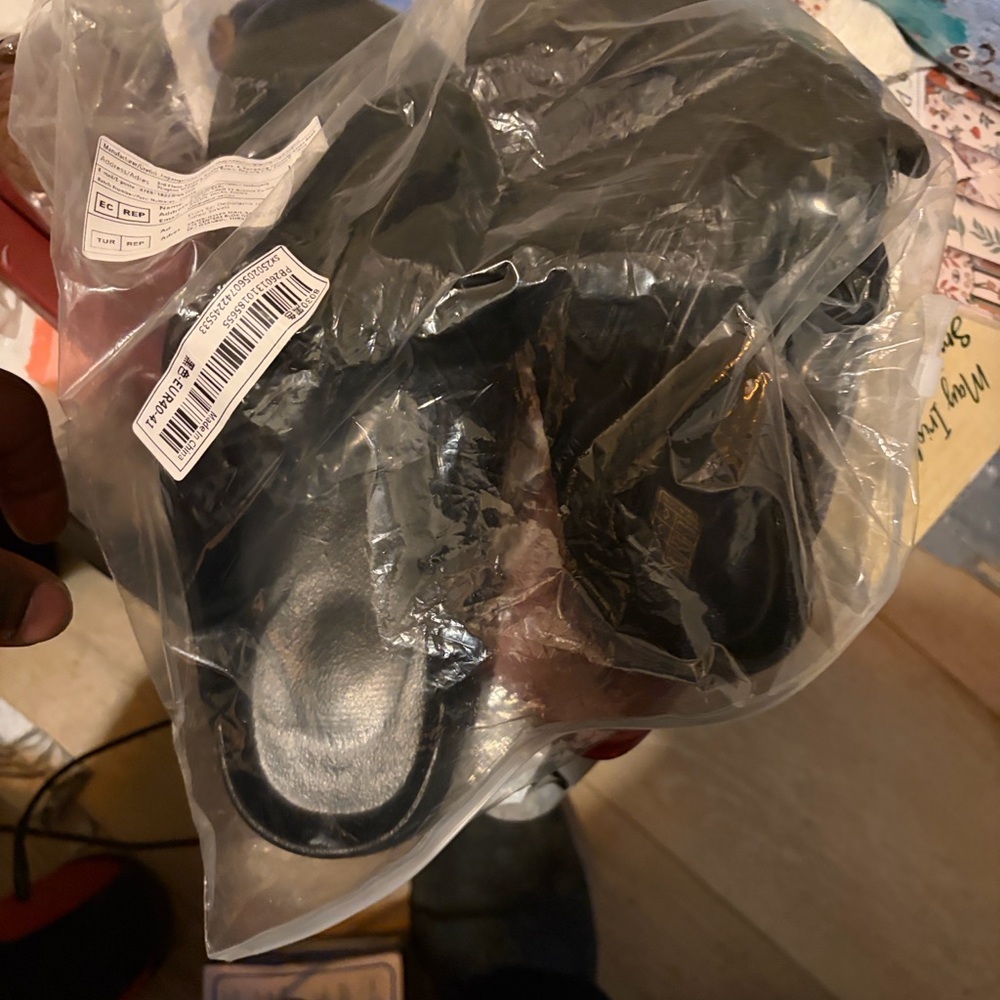 Black Slide Sandals 9.5